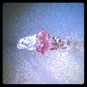 Natural Hand Carved Pink Spinel Sterling Silver Ring